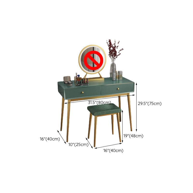 15.74" Wide Green Makeup Vanity Desk Glam Vanity Tables with 2 Drawers