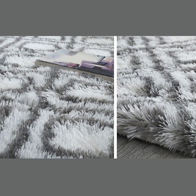 White Tone Simple Area Carpet Polyester Geometric Print Indoor Rug Anti-Slip Backing Carpet for Living Room
