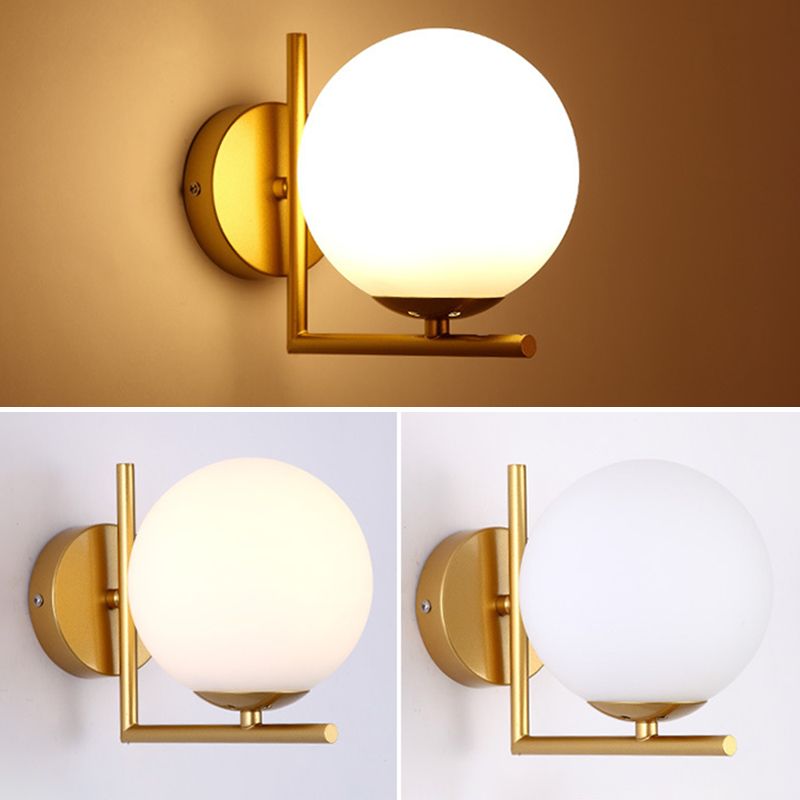 Spherical Bedroom Wall Sconce Lighting Glass Modern Style Wall Mounted Light Fixture