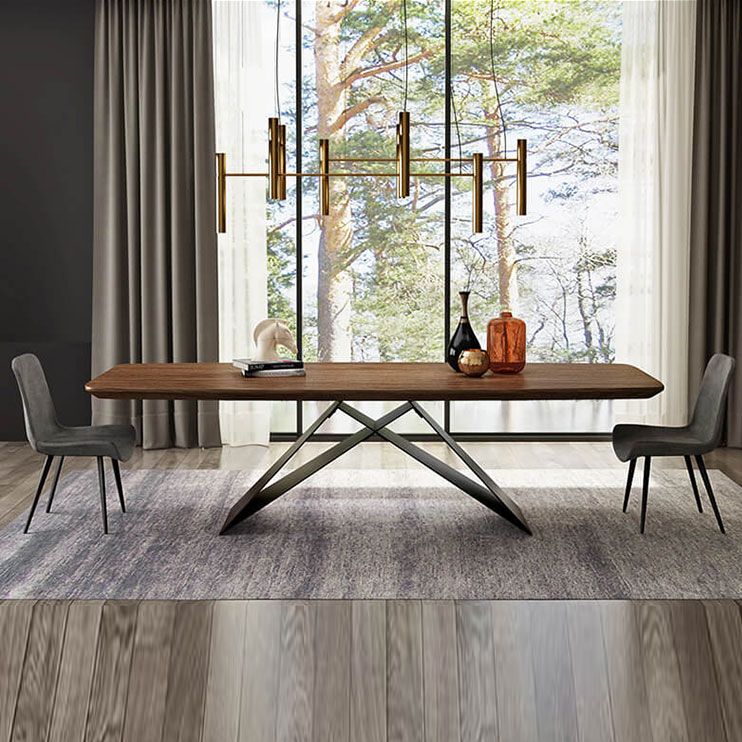 Industrial Dining Table Rectangle Wooden Top Dinner Table for Dining Room