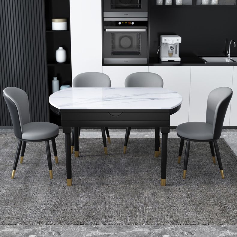 Silla lateral casera escandinava Silla de comedor tapizada con respaldo de metal