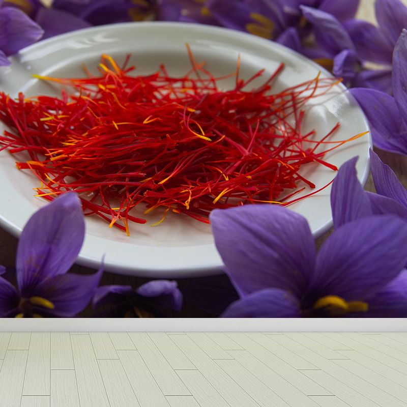 Wild Saffron Wall Mural Mildew Resistant Backsplash Wall Covering Kitchen Murals