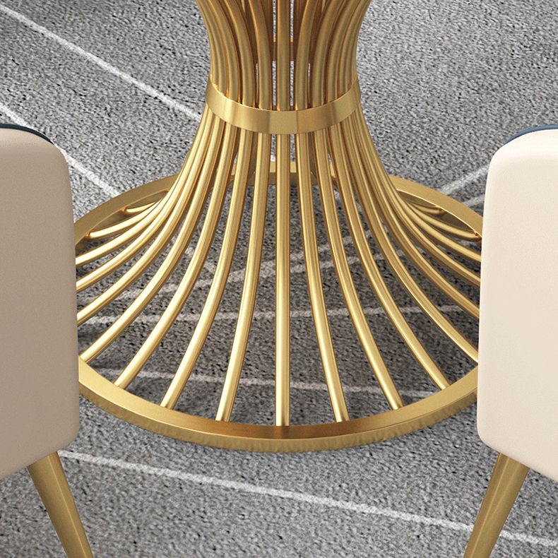 1/5 Pcs Metal Glam Style Dining Room Set with Round Table and Pedestal Base Dining Set