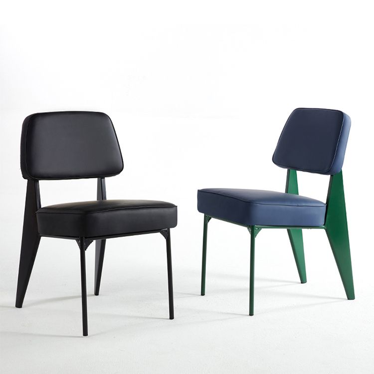 Industrial Armless Dining Chairs Open Back Upholstered Side Chair with Metal Legs