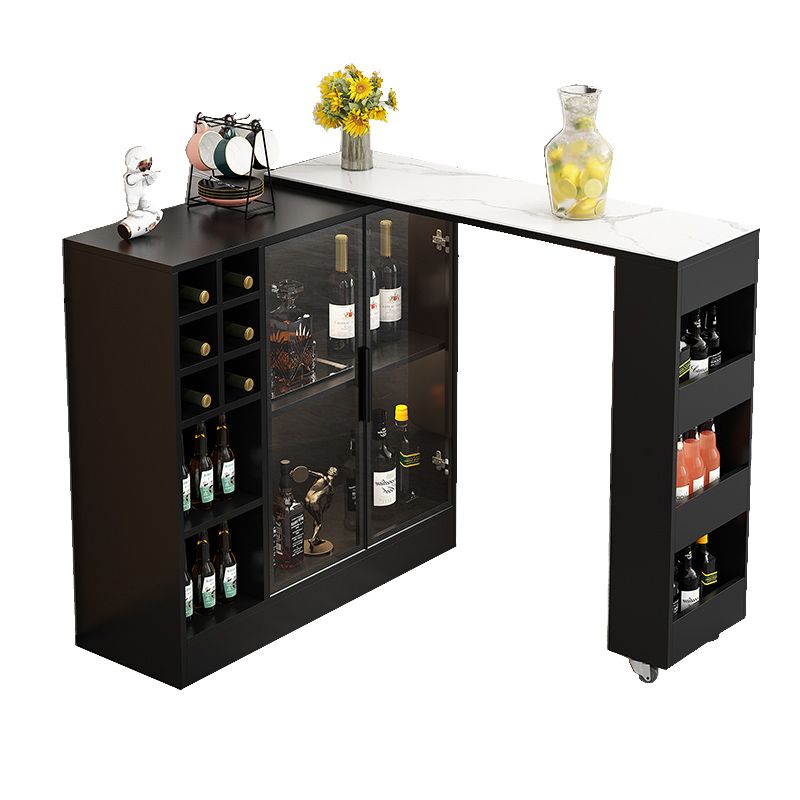 Rectangle Counter Height Table Modern Bar Dining Table with Shelves