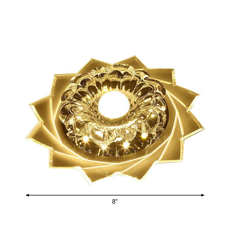 Plafonnier encastré pour couloir floral, éclairage encastré à LED contemporain en cristal transparent