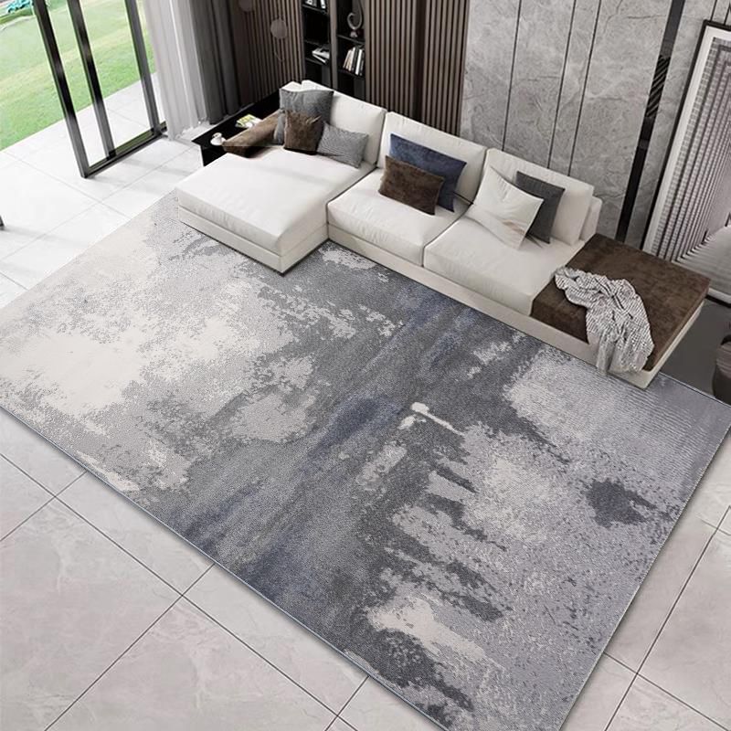 Grey Tone Simplicity Area Carpet Polyester Abstract lines Indoor Rug Washable Carpet for Living Room