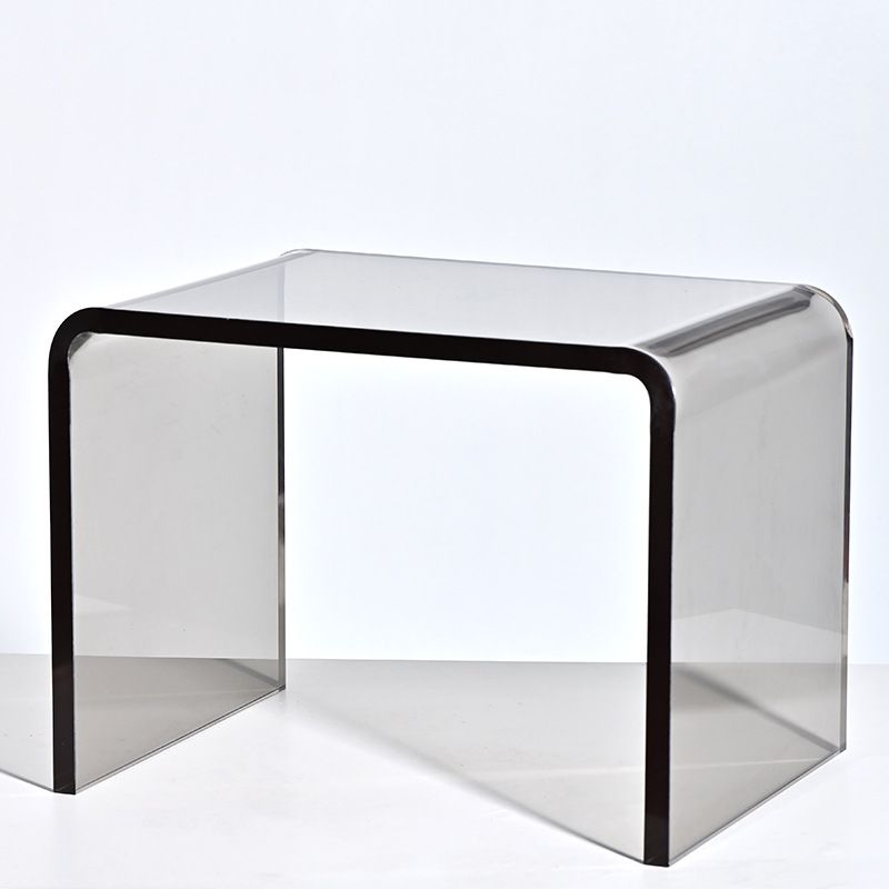 Modern Rectangular Glass Side End Table Sled Side Table for Living Room