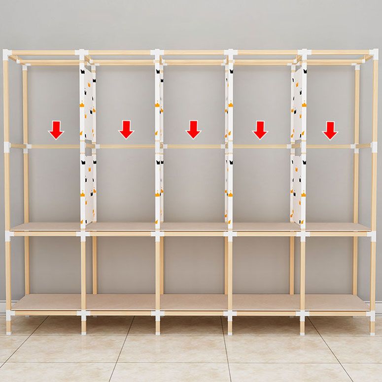 Contemporary Style Solid Wood Wardrobe 1-Drawer Wardrobe Closet for Home