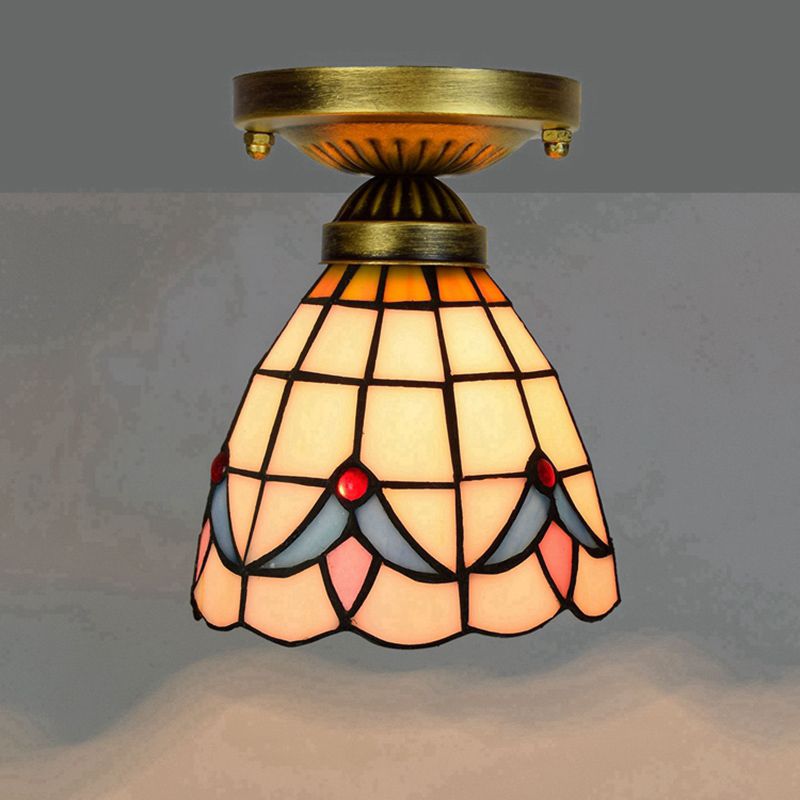 Plafonnier semi-encastré ombré Tiffany à une ampoule en verre teinté