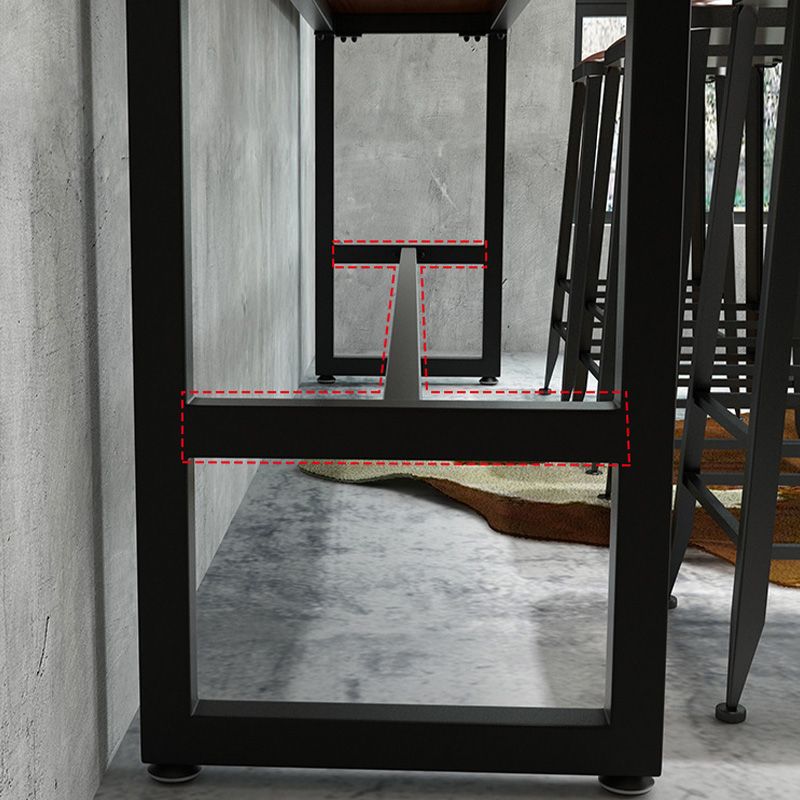 Trestle Base Dining Table Rectangle Brown Solid Wood Bar Table for Kitchen Living Room