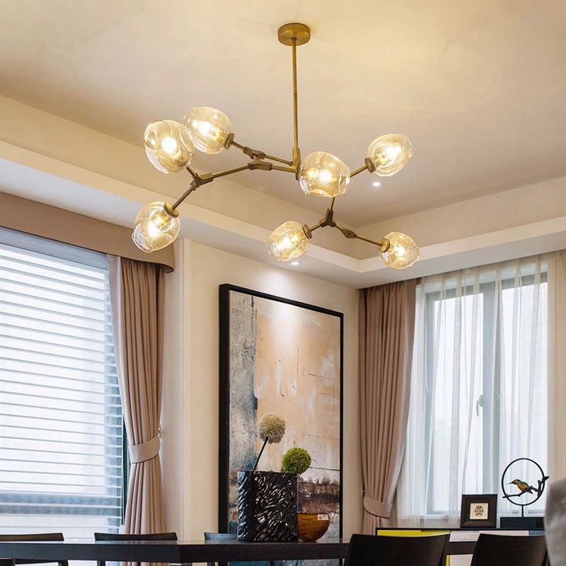 Contemporary Transparent Glass Chandelier Light Fixtures Living Room Hanging Chandelier