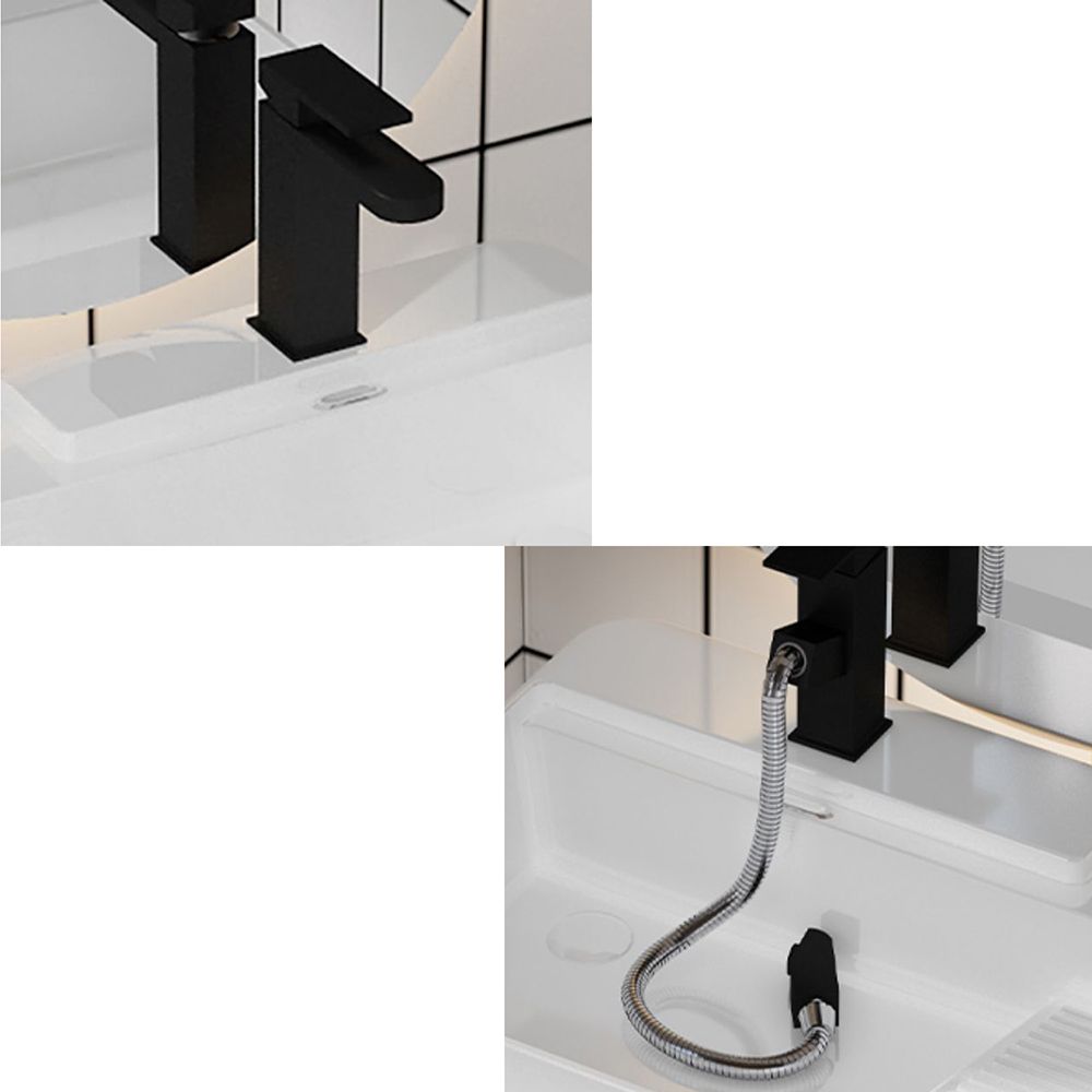 Modern Bathroom Sink Porcelain Solid Color Rectangular Vessel with Pop-Up Drain