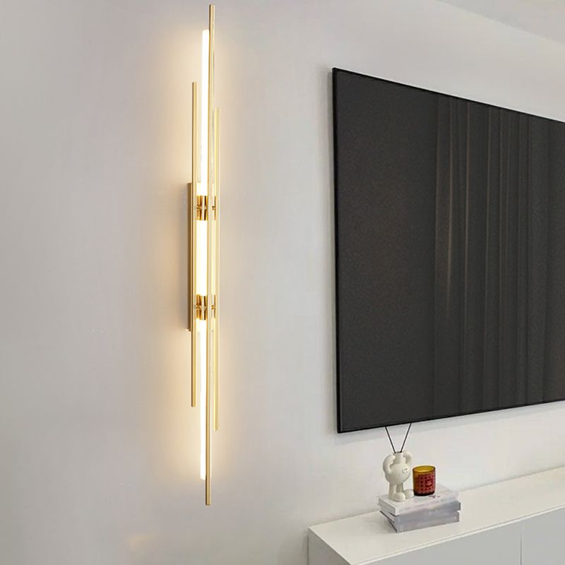Modern Metal LED Wall Sconce Linear Shape Wall Light with Acrylic Shade for Bedroom