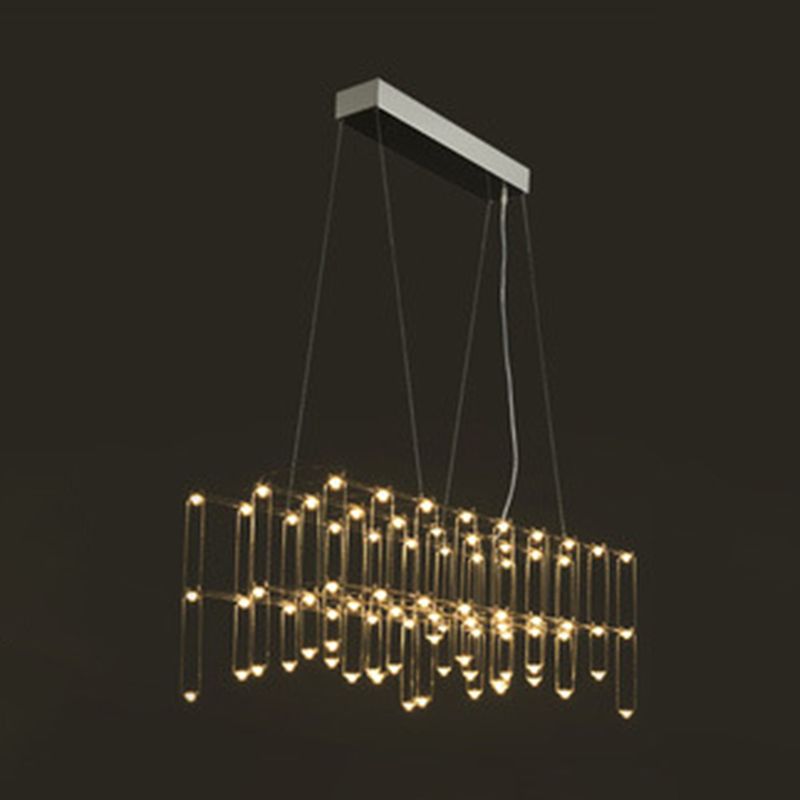 Nordic Style LED Hanging Lamp Rectangle Shape Island Light Fixture for Living Room