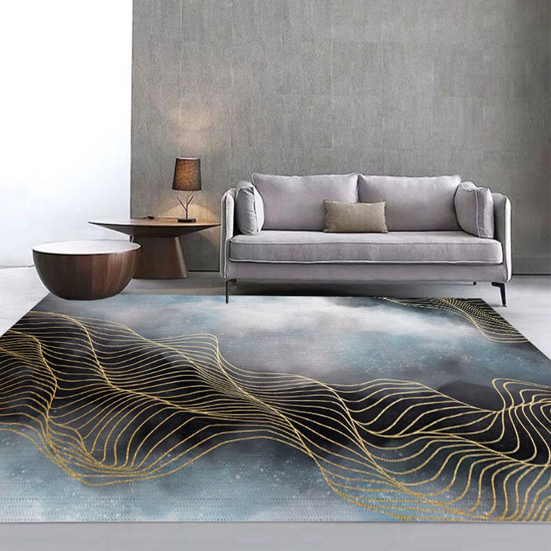 Black Modern Rug Carpet Blending Graphic Carpet Washable Carpet for Living Room