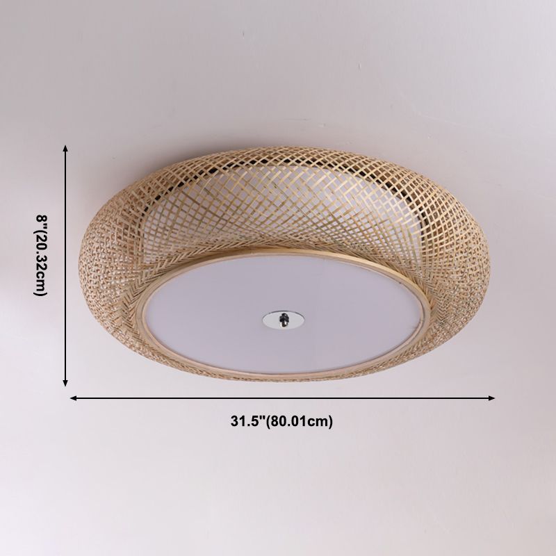 Moderne LED-inbouwlamp Eenvoudige plafondlamp met bamboe kap voor woonkamer