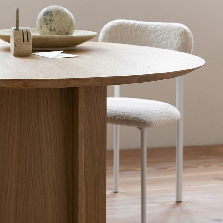 Modern Wood Pedestal Base Table Natural Round Dining Room Kitchen Table