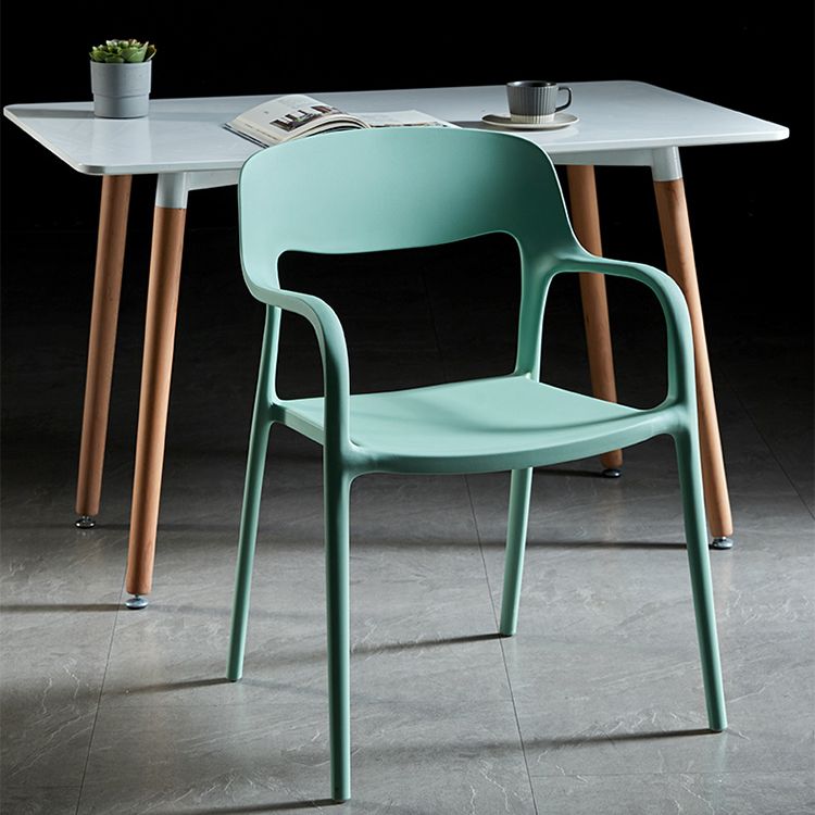 Plastic Open Back Stacking Arm Chair Contemporary Meeting Room Dining Chair