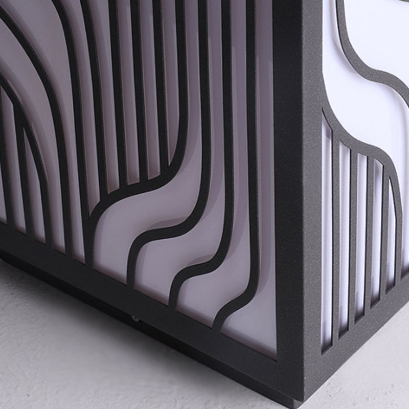 Black Waterproof Lights Outdoor Square Pillar Lamp for Garden