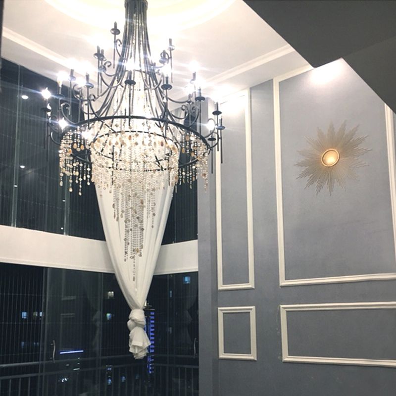 American Candle Shape Chandelier Metal Multi Light Hanging Light for Bedroom