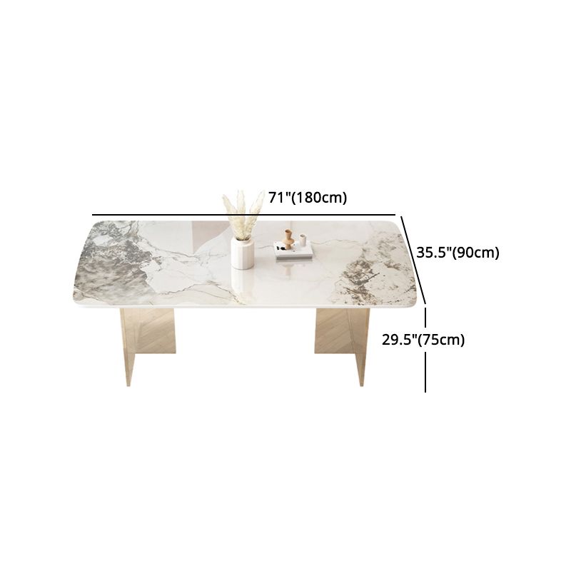 Modern Acrylic Dining Table Set 1/4/5/7 Pieces Rectangle Sintered Stone Top Dinette Set