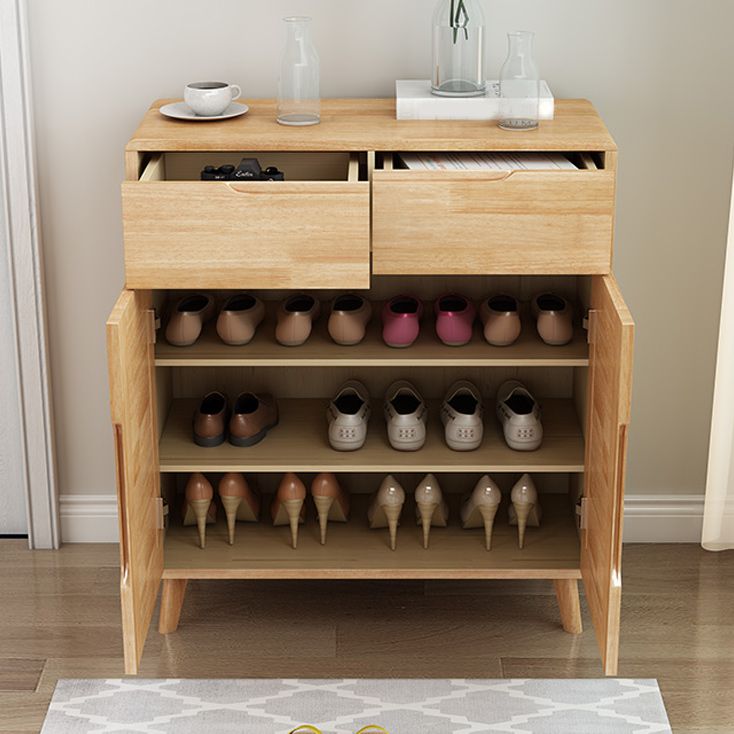 Contemporary Accent Cabinet Rubberwood Side Cabinet With Doors