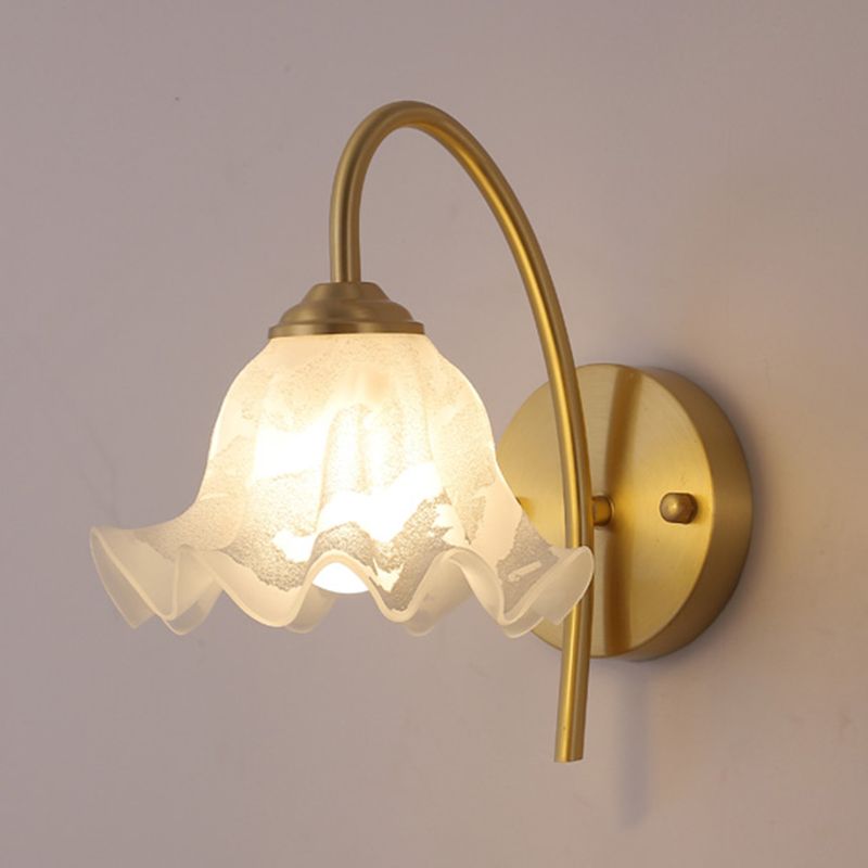 Post Modern Barn Light Brass & Glass 1 - Light Wall Sconce in Gold & White