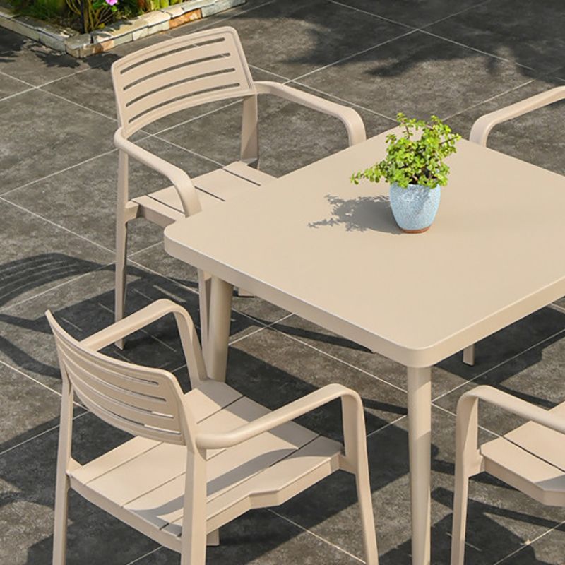 Metal Dining Side Chair Stacking Outdoor Bistro Chairs with Arm