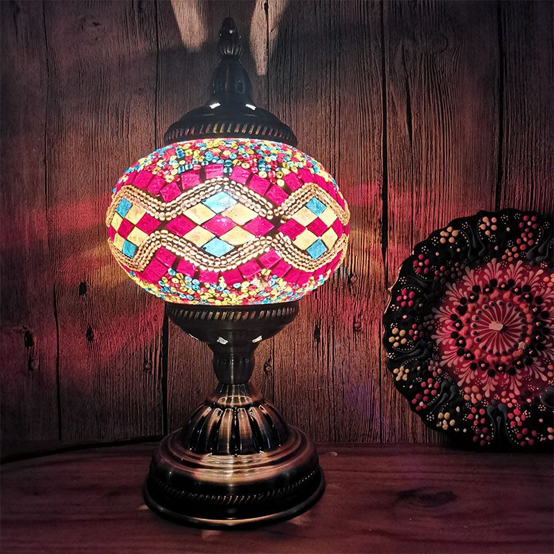 Turkish Mosaic Desk Light Retro Style Glass Lamp Shade Table Lamp Fixture