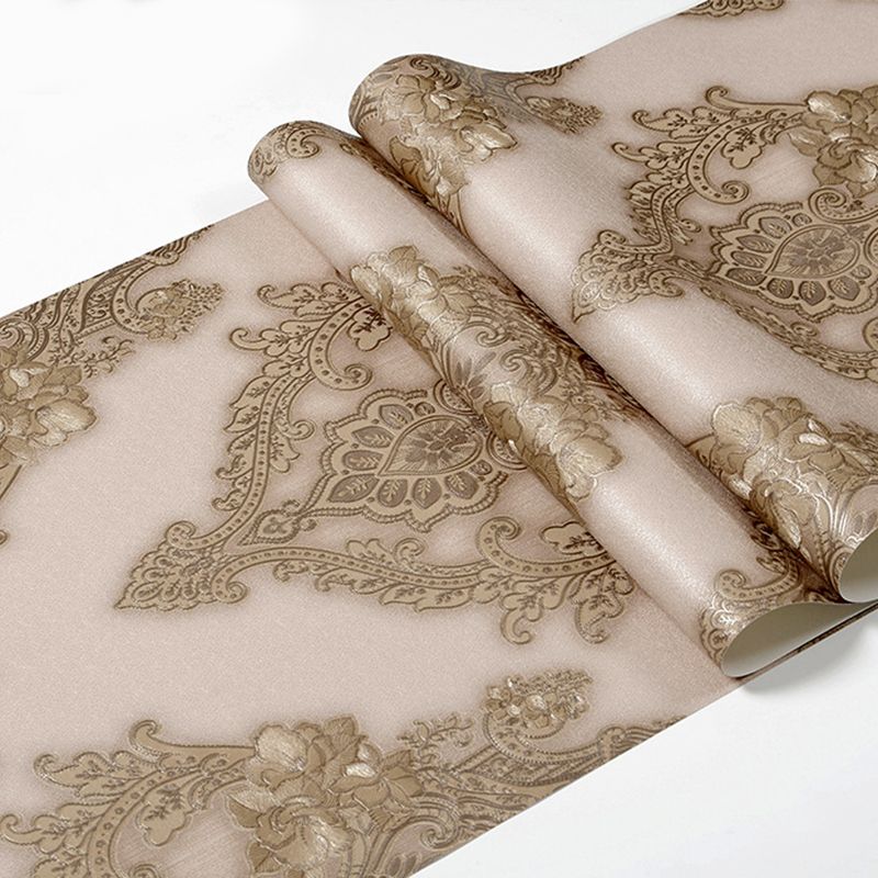 Coffee Shop and Dining Room Wallpaper with Natural Color Retro Flower, 31'L x 20.5"W, Non-Pasted