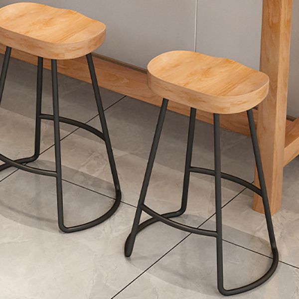 Modern Armless Backless Counter Stool Wood Bar Stool with Pedal for Milk Tea Shop