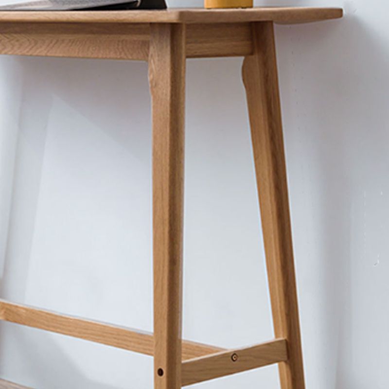 Modern Style Rectangle Bar Table Brown Solid Wood Bar Dining Table with Footrest