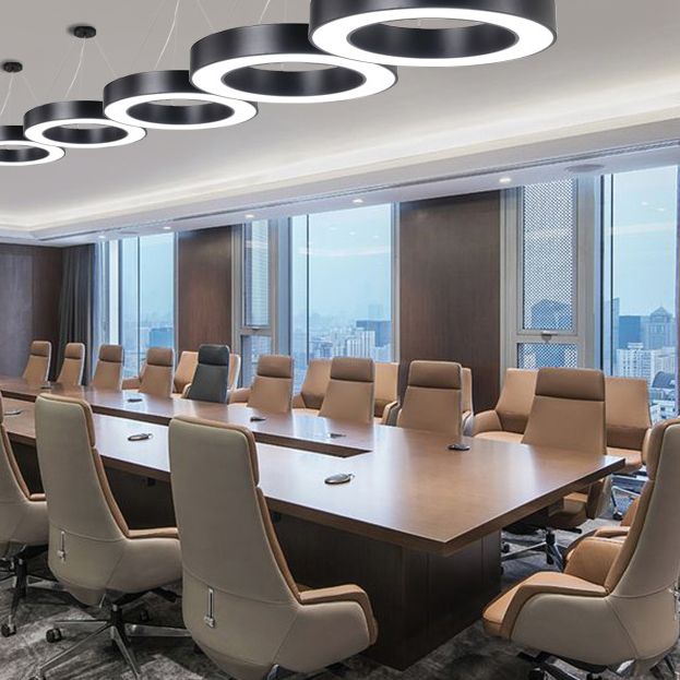 Lampada rotonda Black Lampada rotonda LED Minimalist LED Impiccamento per l'ufficio