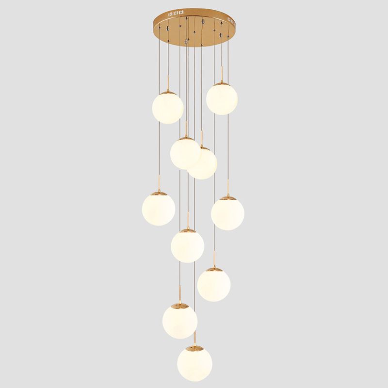 Sphere Staircase Pendant Ceiling Light Glass Modern Style Ceiling Pendant Light in Gold