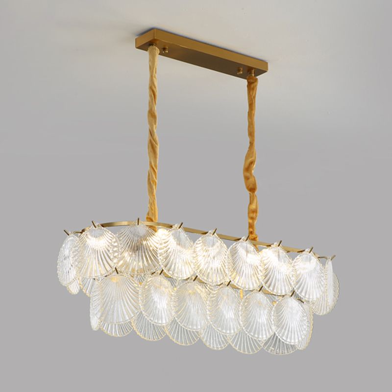 Modern Style Geometry Shape Island Lights Glass 8-Light Island Lighting in Gold