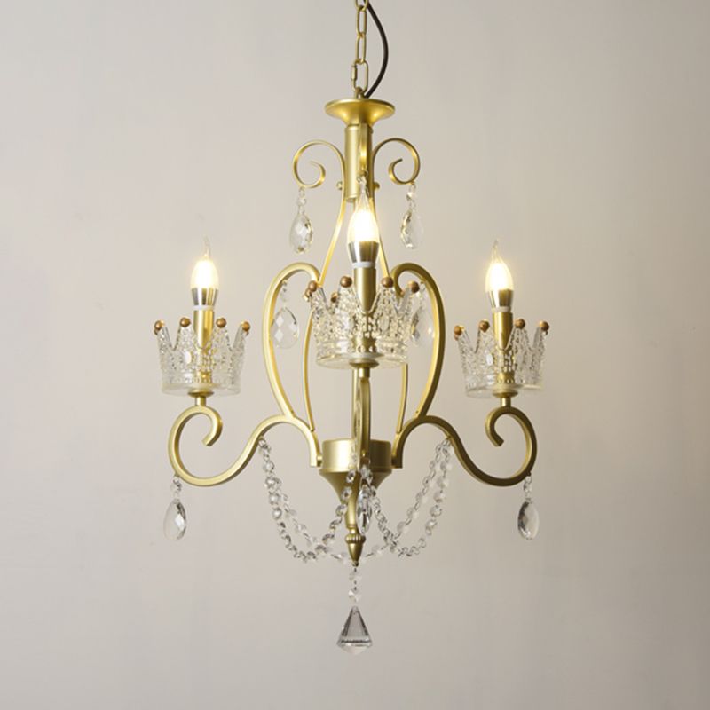 Candelabra Metall Deckenbeleuchtung Vintage Wohnzimmer Kronleuchterleuchte mit Kristallkronendekoration