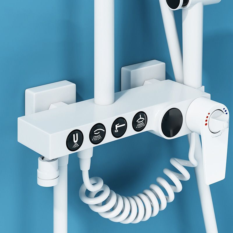 Wall Mounted Shower Arm Shower Faucet Metal Shower System with Slide Bar in White