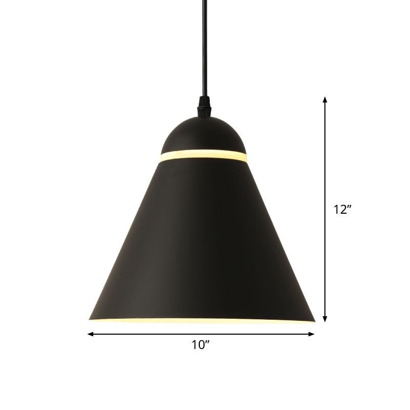 Sliced Cone Hanging Light Fixture Simplicity Metallic 1 Light Matte Black Drop Pendant