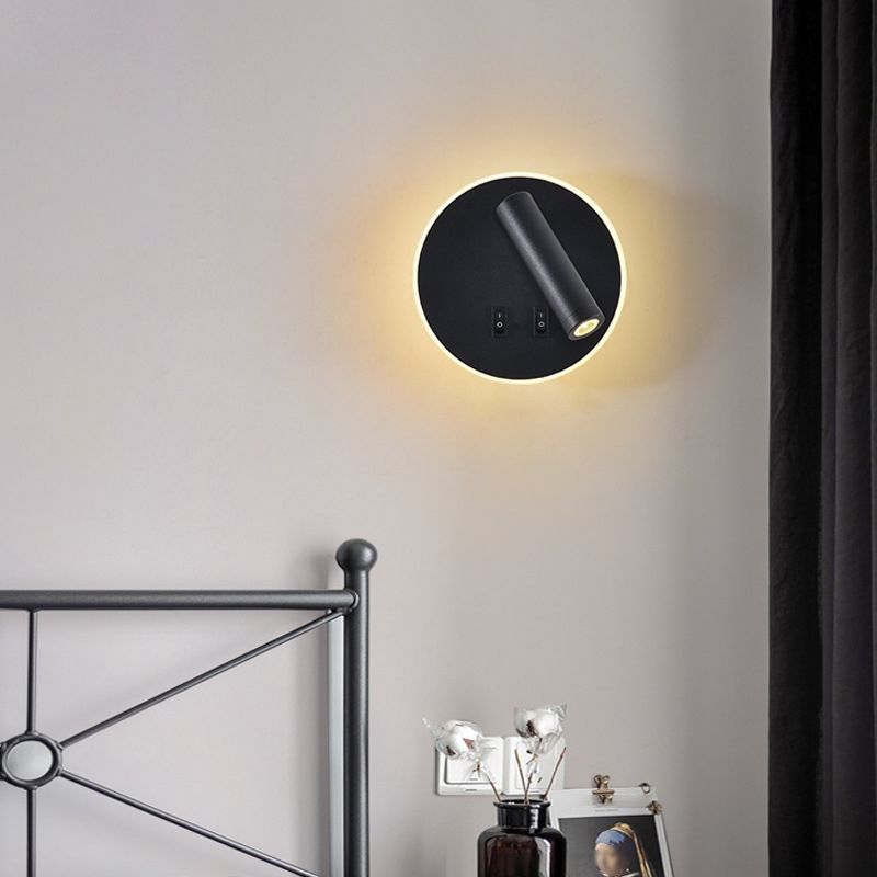 Modernist Wall Light Fixture Metal Black and White Wall Sconce for Bedroom