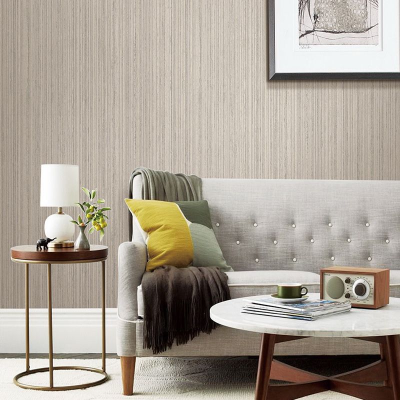 Vertical Stripe Wallpaper for Living Room Decoration in Natural Color, 20.5 in x 33 ft, Non-Pasted