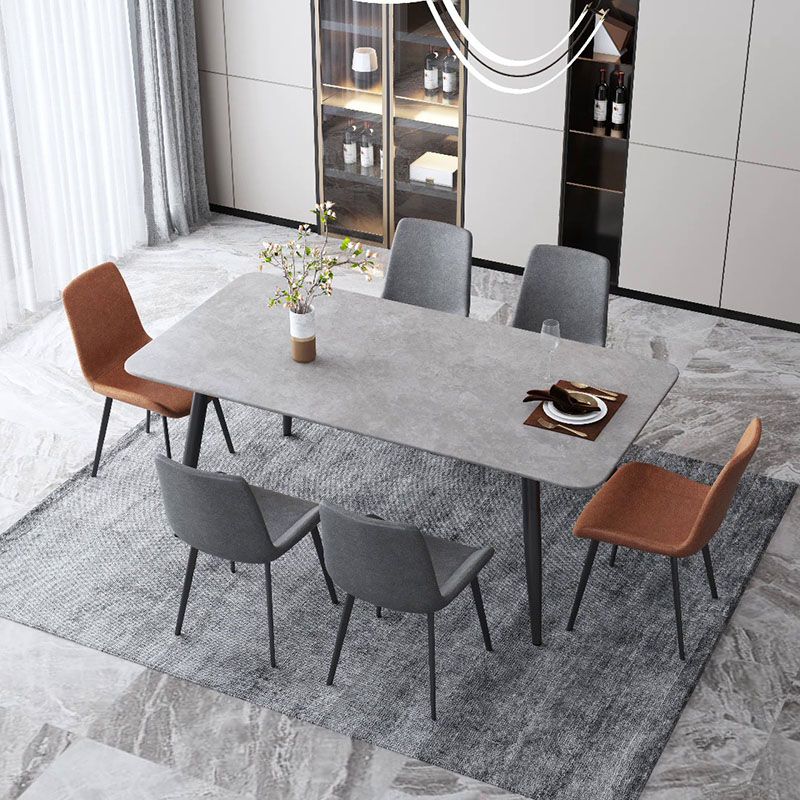 Black Metal Frame Industrial Rectangle Dining Table Sintered Stone Table for Home
