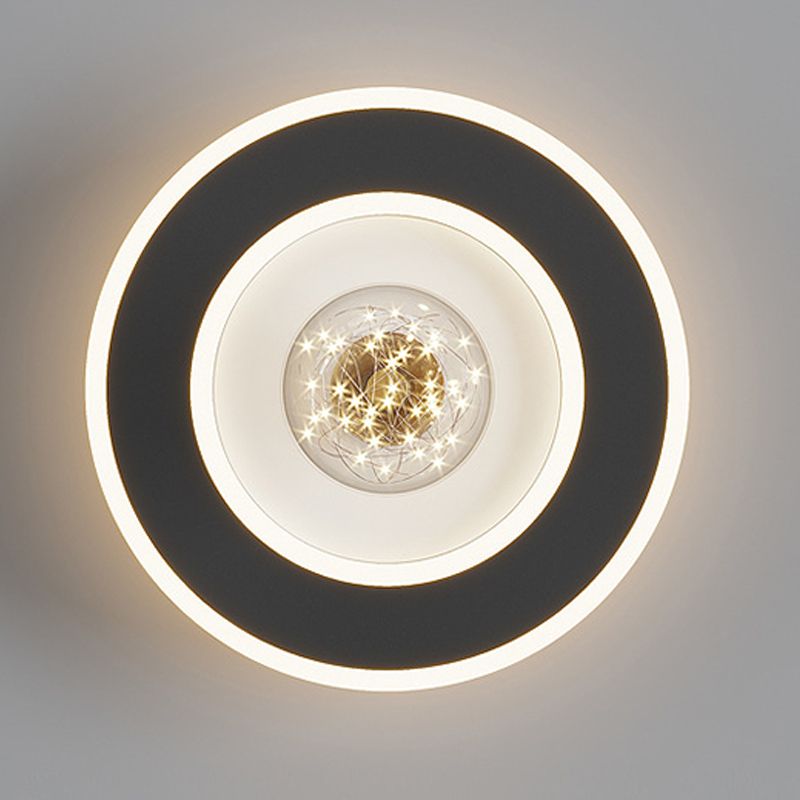 Modern Geometric Flush Light Fixture Metal 2 Light Flushmount Lighting