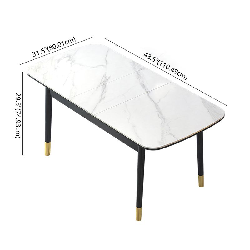 Contemporary Sintered Stone Top Extendable Dining Set Rectangle Kitchen Dining Set with 4 Legs Table