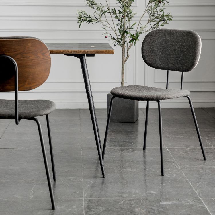 Industrial Style Linen Fabric Dining Chair Open Back Dining Side Armless Chair