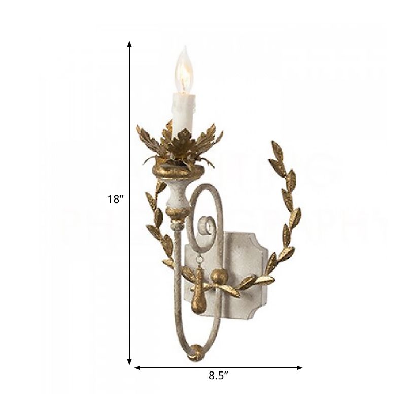 Éclairage mural en or métallique Candelabra Candelabra 1 tête de ferme lampe murale avec décoration de vigne