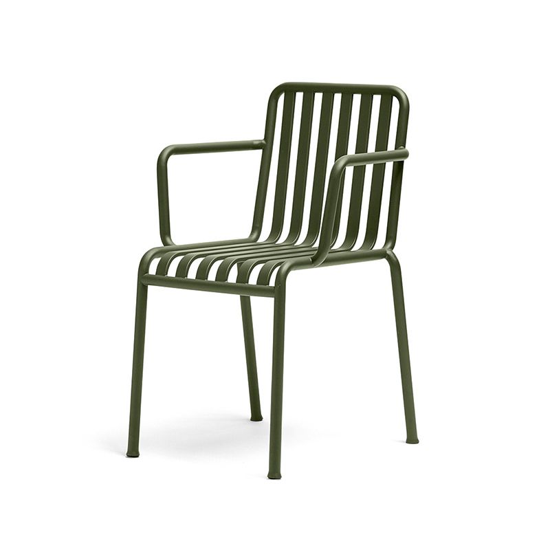 Modern Metal Outdoor Bistro Chairs Open Back Dining Chairs in Green