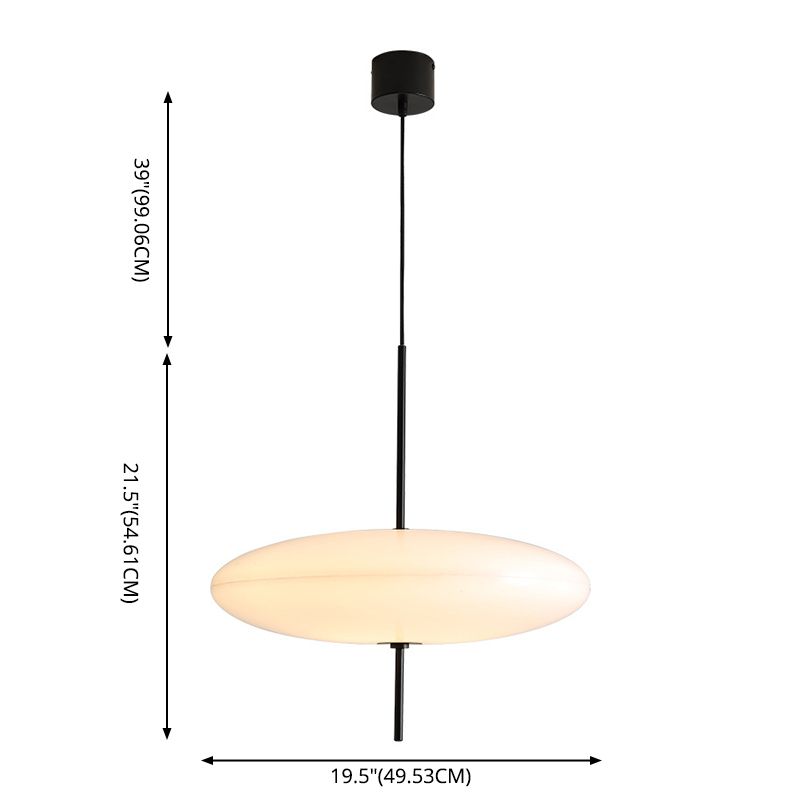 White Flying Saucer Suspension Pendant Simplicity 1 Head Acrylic Hanging Light for Dining Room