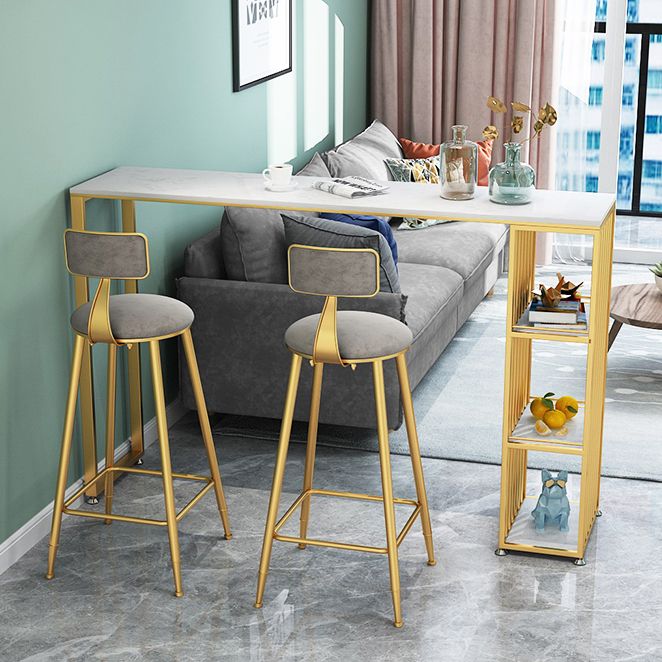 1/3 Pieces Luxurious Rectangular Bar Table Set Artificial Marble Top Pub Table Set