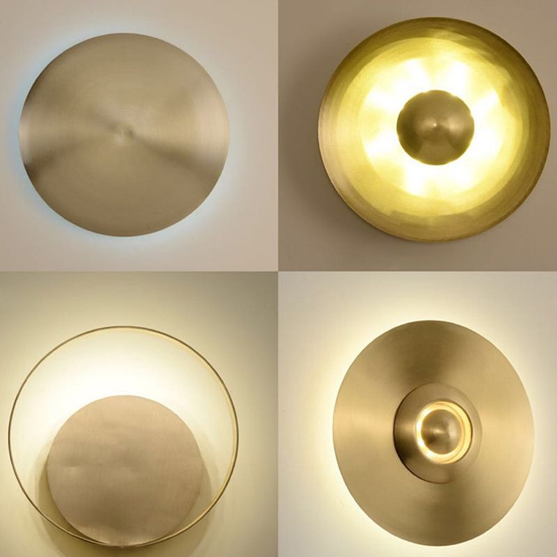 Round Disc Sconce Light Fixture Nordic Minimalist Style Copper 1 Light Sconces